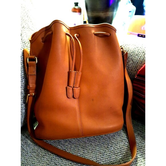 COACH VINTAGE  DRAWSTRING BONE LEATHER SLIM BUCKET BAG  NEW‎ - Picture 4 of 11